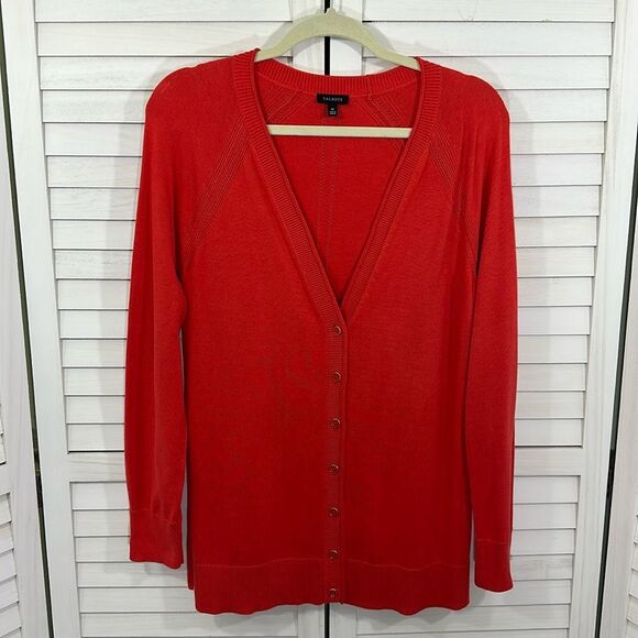 Talbots Boyfriend Cardigan Size Medium Long Sleeve Red - Picture 2 of 14